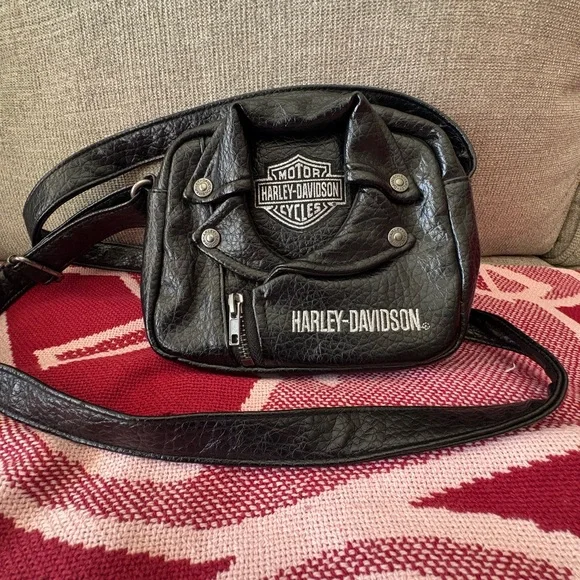 Harley-Davidson Girls' PU Biker Jacket Style Crossbody Bag, Black 7130762 - Picture 4 of 5
